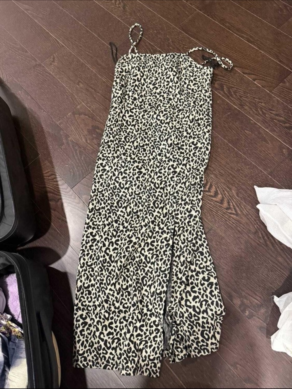 Zara Black & Cream Leopard Slip Dress